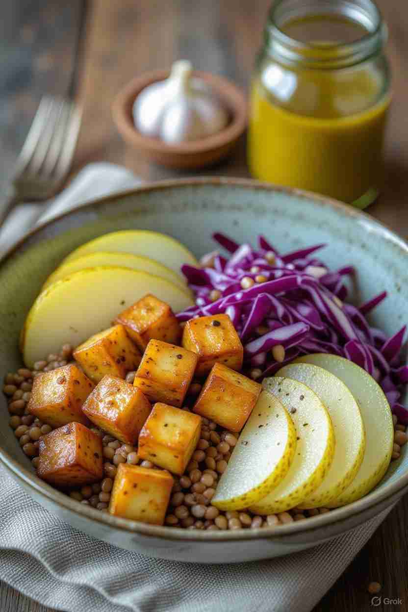 Geroosterde Pastinaak Buckwheat Salade met Peer