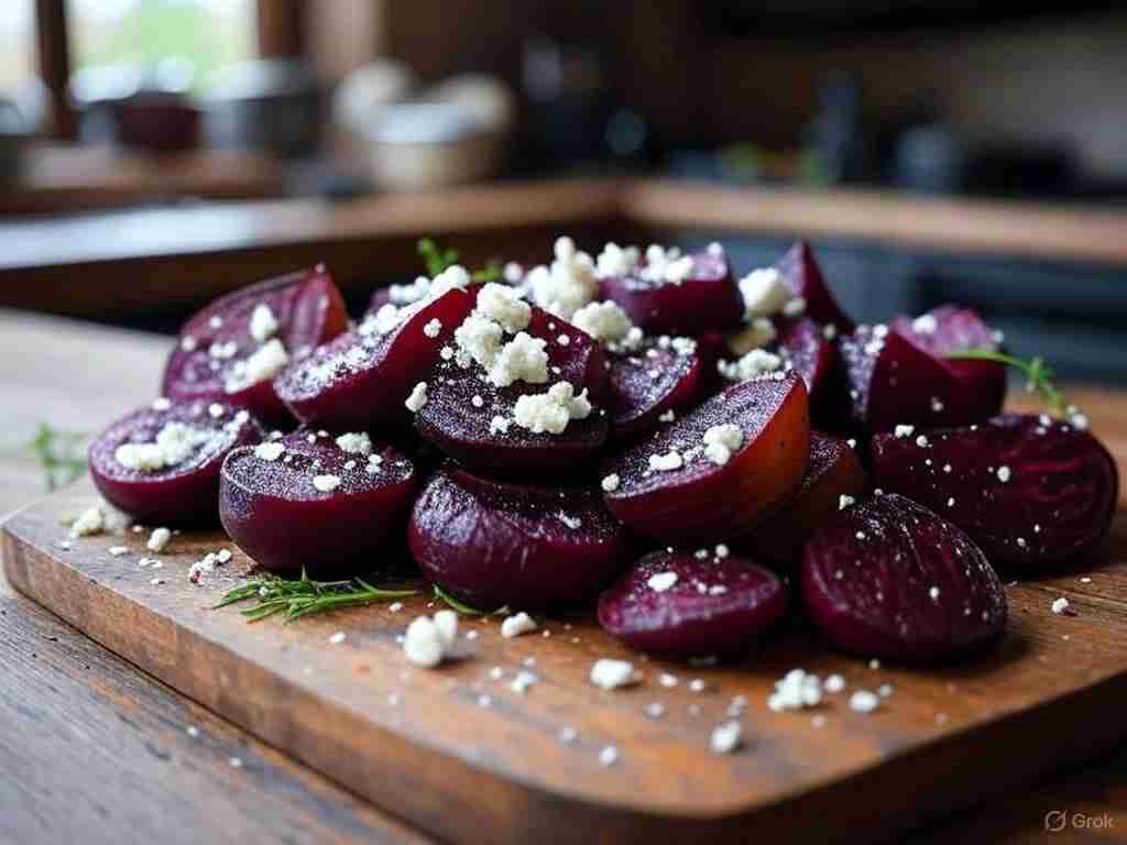 Geroosterde bieten met koolrabi en feta