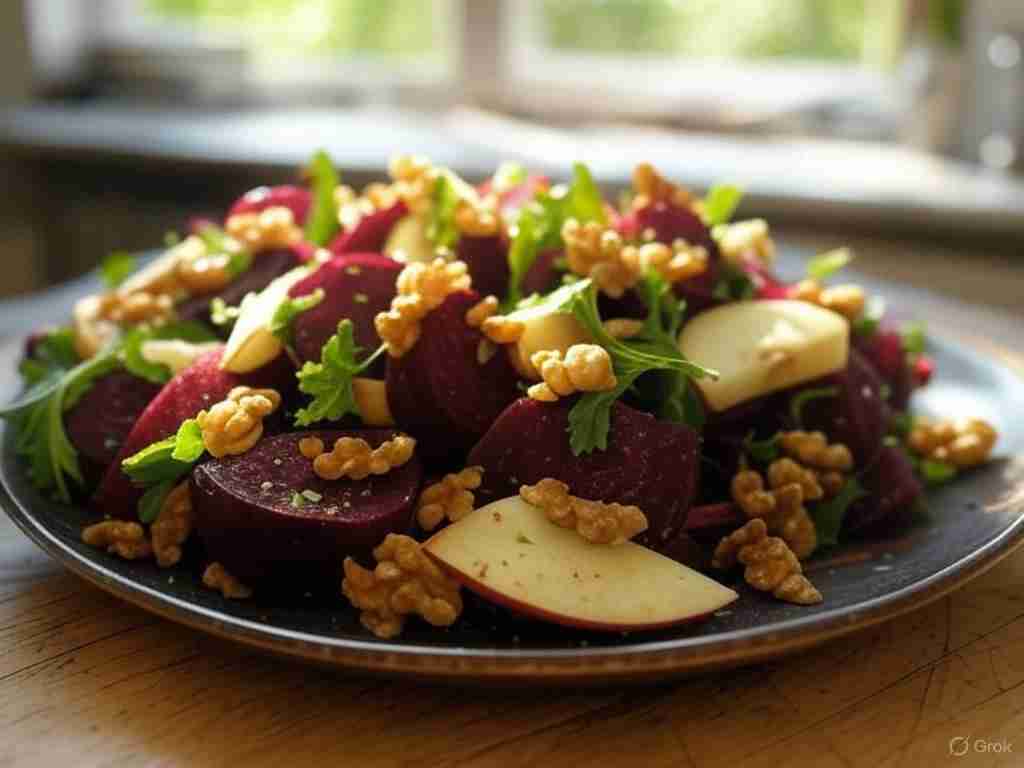 Geroosterde bietensalade met appel en walnoot