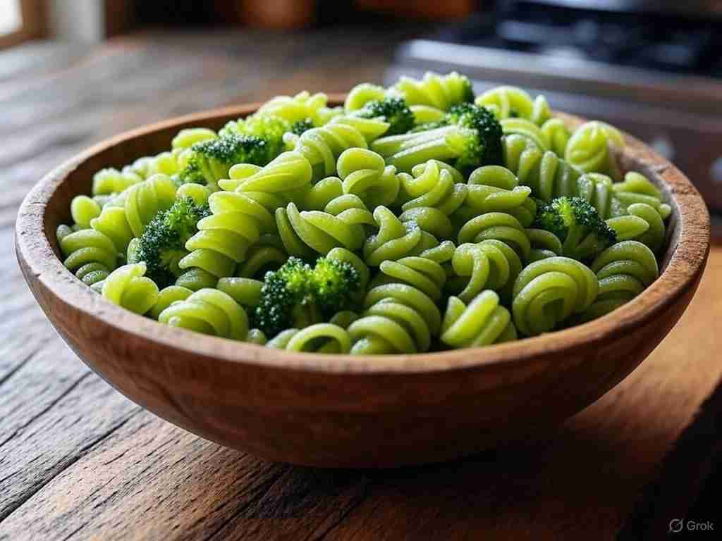 Groene groentepasta met tuinbonen en broccoli