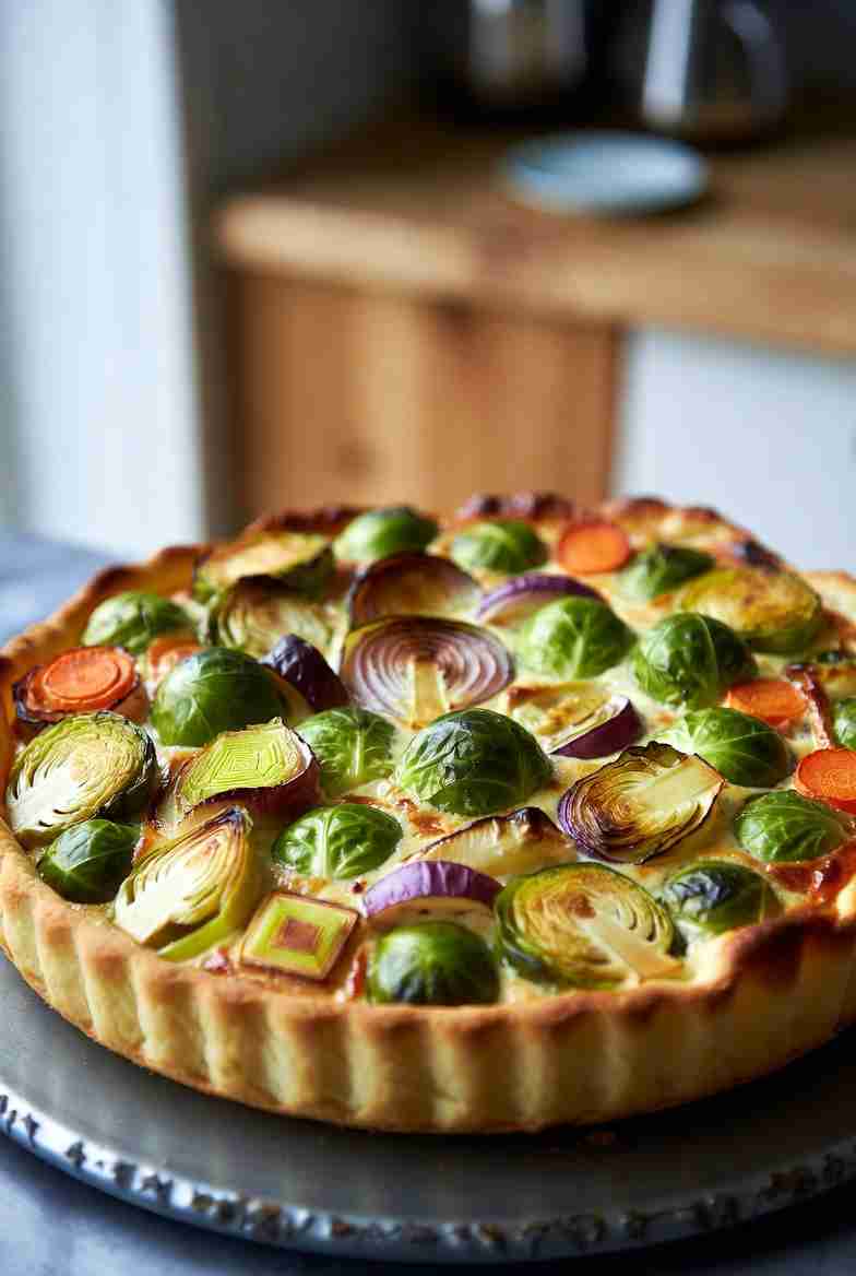 Hartige Winterquiche met Spruitjes en Lokale Groenten