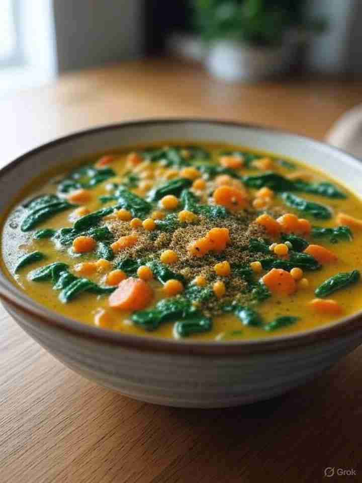 Linzencurry met Spinazie en Wortelen