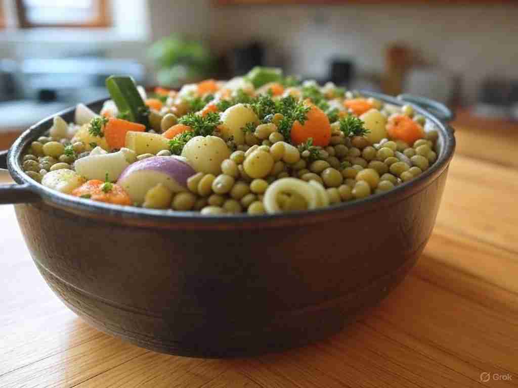 Linzenstoofpot met seizoensgroenten