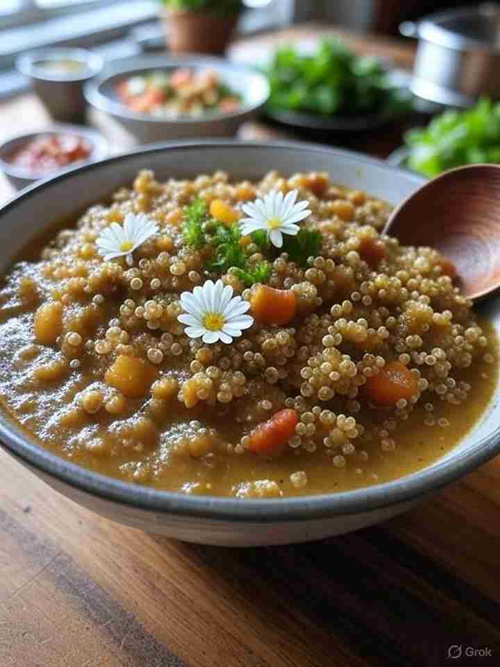 Quinoa groentestoofpot met boerenkool en wortel