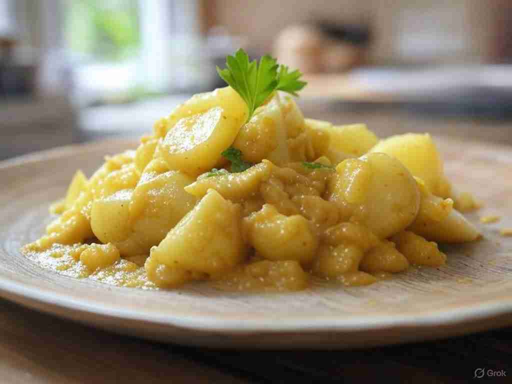 Spitskool met Mosterdsaus en Gekookte Aardappel