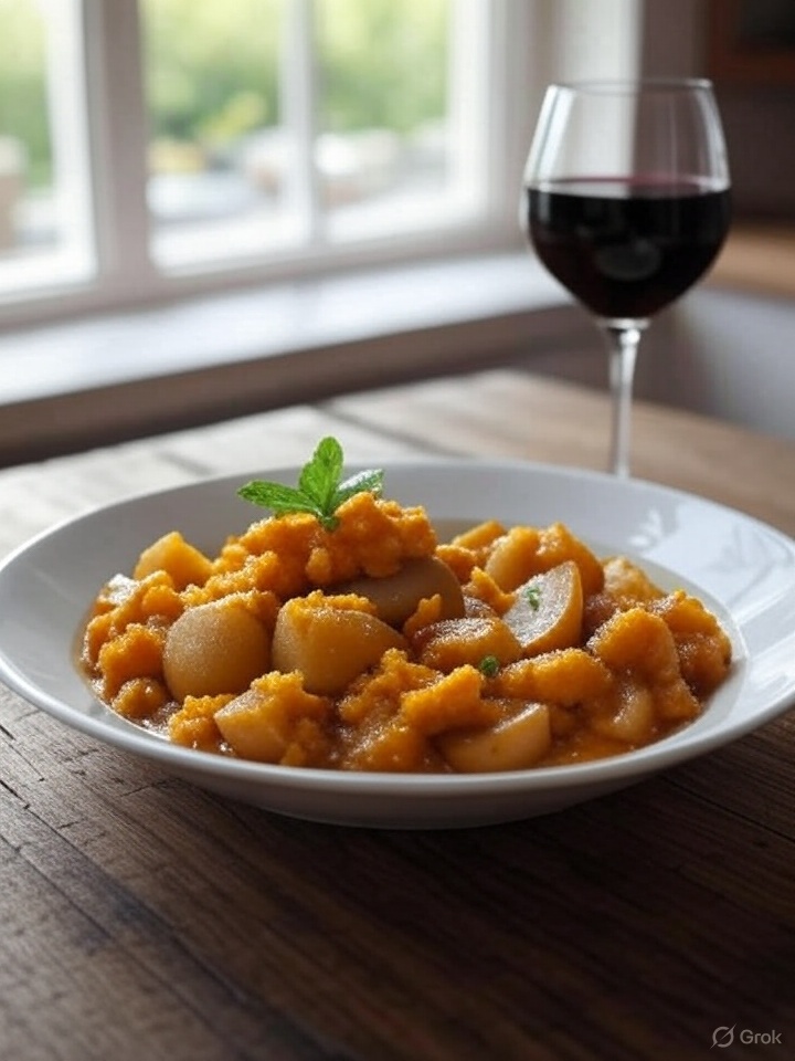Stoofpeertjes met Zoete Aardappelstoemp