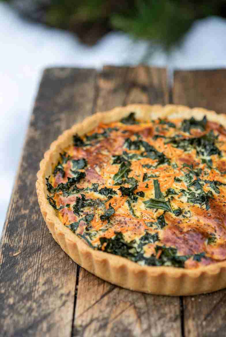 Winterse Volkoren Quiche met Boerenkool en Wortel