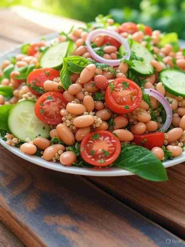 Zomerse bonen quinoa salade