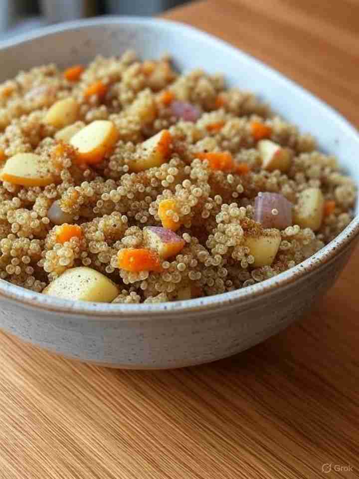 geroosterde appel-quinoa schotel met kaneel